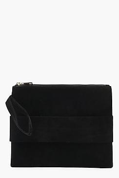 Boohoo Ria Hand Strap Large Ziptop Clutch