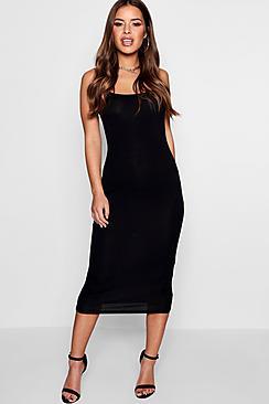 Boohoo Petite Julie Square Neck Strappy Midaxi Dress