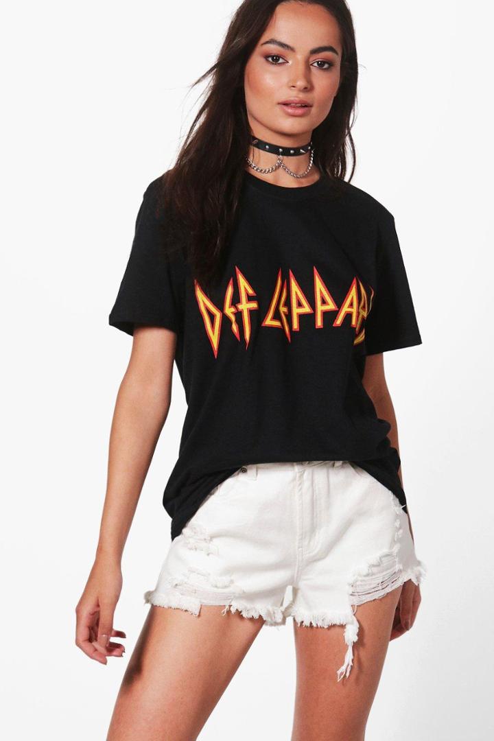 Boohoo Daisy Def Leppard Oversized Band Tee Multi