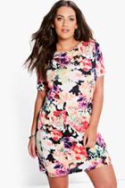 Boohoo Plus Caia Floral Printed Shift Dress Multi