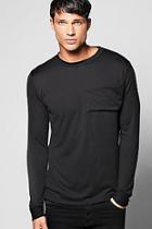 Boohoo Cut And Sew Panel Long Sleeve Knitted T Shirt