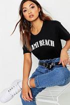 Boohoo Miami Beach Slogan T-shirt