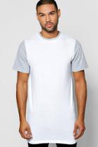 Boohoo Longline Contrast T Shirt White