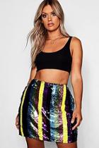 Boohoo Plus Rainbow Sequin Skirt