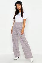 Boohoo Petite Check High Waist Straight Leg Trouser