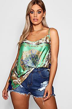 Boohoo Plus Anna Scarf Print Cami