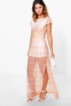 Boohoo Boutique Liling All Over Embroidered Maxi Dress Blush