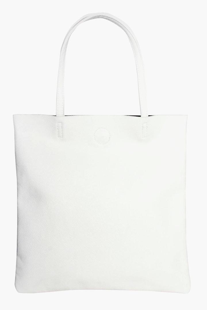 Boohoo Hope Crosshatch Shopper Bag White