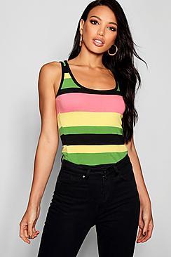 Boohoo Danni Mixed Width Scoop Neck Stripe Vest