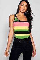 Boohoo Danni Mixed Width Scoop Neck Stripe Vest