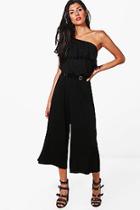 Boohoo Isabel One Shoulder Pom Pom Culotte Jumpsuit