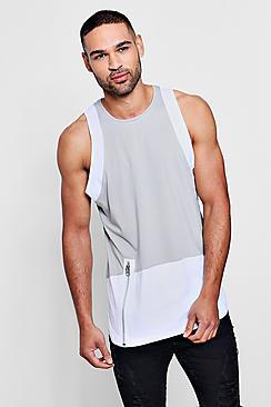 Boohoo Curved Hem Colour Block Vest With Zip Detail