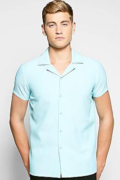 Boohoo Slub Revere Collar Shirt