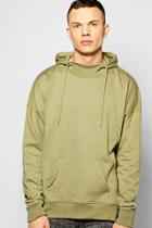 Boohoo Oversized Snorkel Hoodie With Rib Details Khaki