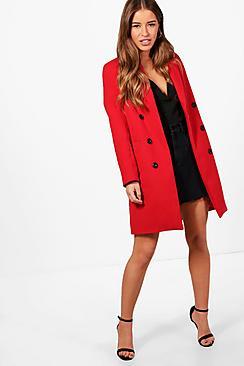 Boohoo Petite Amelia Double Breasted Duster Coat