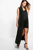 Boohoo Laura Maxi Metallic Waistcoat Gold