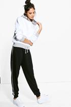 Boohoo Lottie Contrast Binding Relaxed Joggers Black