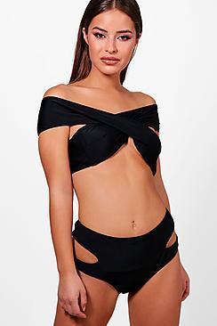 Boohoo Petite Hana High Waisted Cut Out Bikini