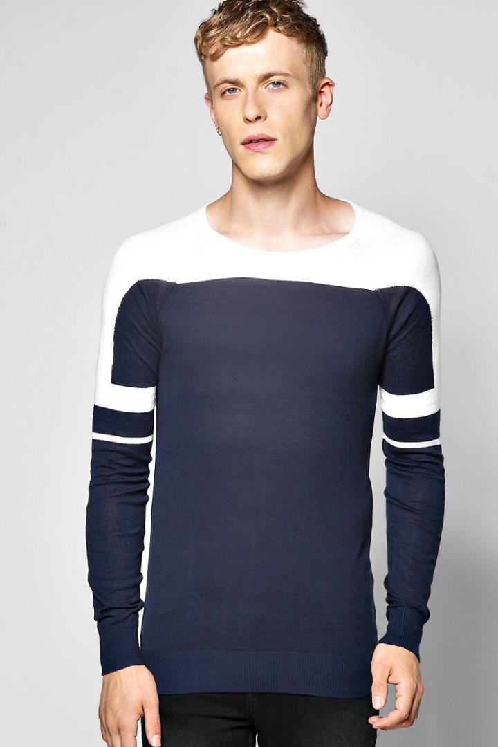 Boohoo Mono Panel Jumper Navy