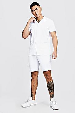 Boohoo Revere Jersey Shirt & Short Set