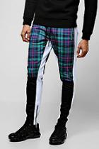 Boohoo Tricot Tartan Half Colour Block Skinny Joggers