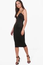 Boohoo Fiona Double Strap Structured Midi Dress Black