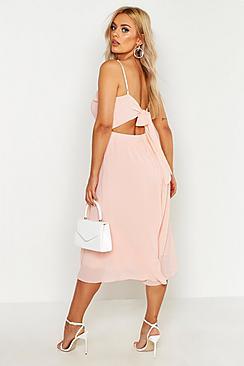 Boohoo Plus V Neck Skater Midi Dress