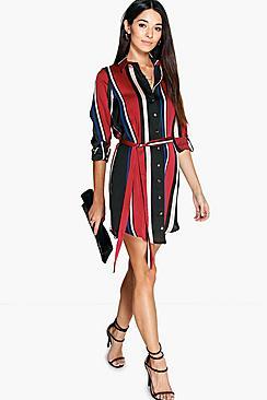 Boohoo Rebecca Striped Shirt Dress