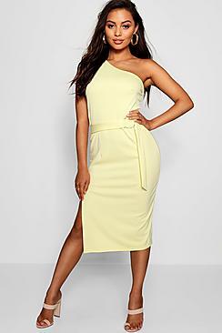 Boohoo Petite O-tring Asymmetric Extreme Slit Midi Dress