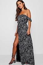 Boohoo Petite Lorna Paisley Print Bardot Wrap Maxi Dress