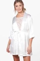 Boohoo Charlotte Bridal Satin Kimono Robe Ivory