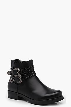 Boohoo Lucia Stud & Buckle Chelsea Boot