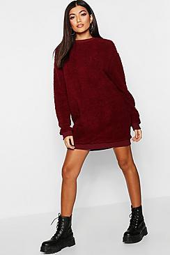 Boohoo Oversized Borg Sweat Dress