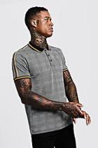 Boohoo Slim Fit Check Polo With Tape Detail