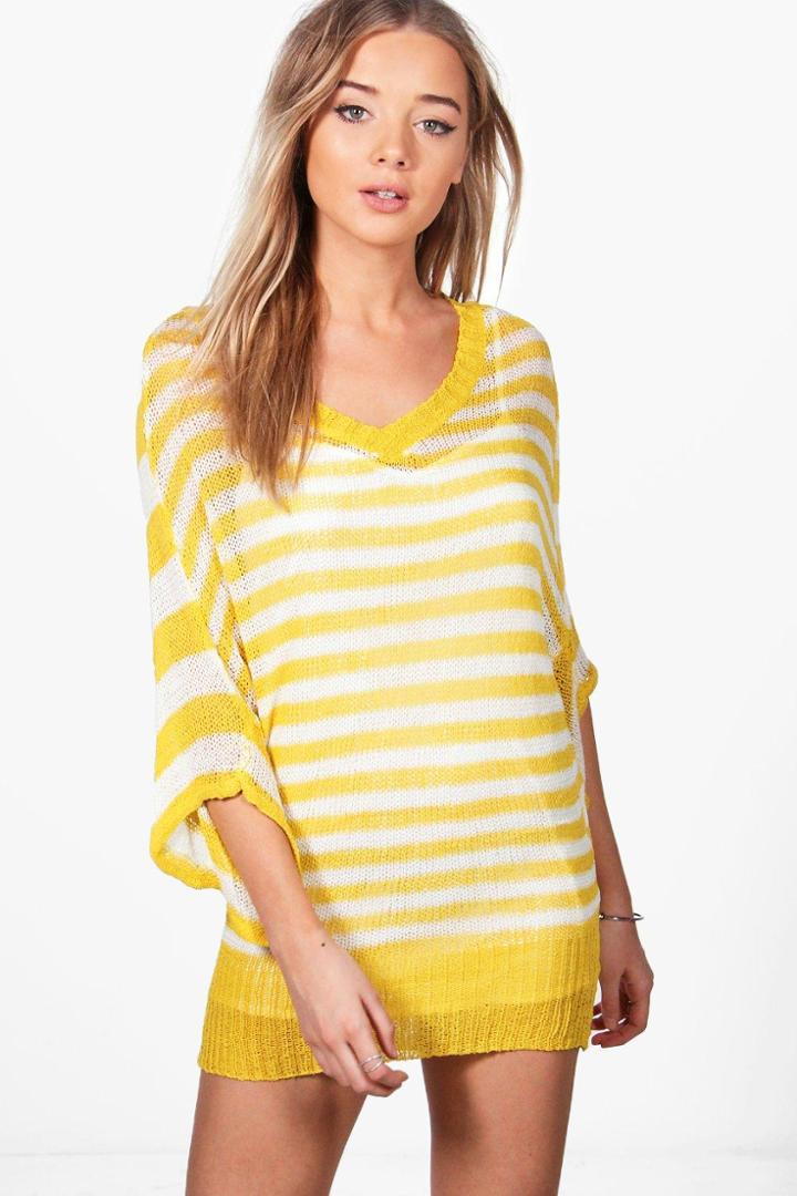 Boohoo Elizabeth Stripe Tunic Yellow