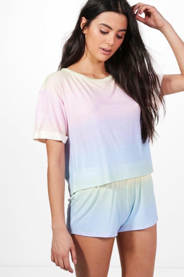 Boohoo Aleena Ombre T + Short Set Multi