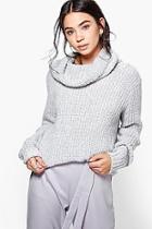 Boohoo Faith Boucle Crop Cowl Neck Jumper