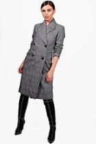 Boohoo Petite Collared Double Breasted Check Coat