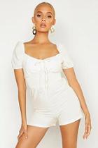 Boohoo Shirred Waist Linen Look Playsuit