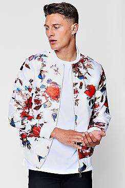 Boohoo Floral Sateen Bomber