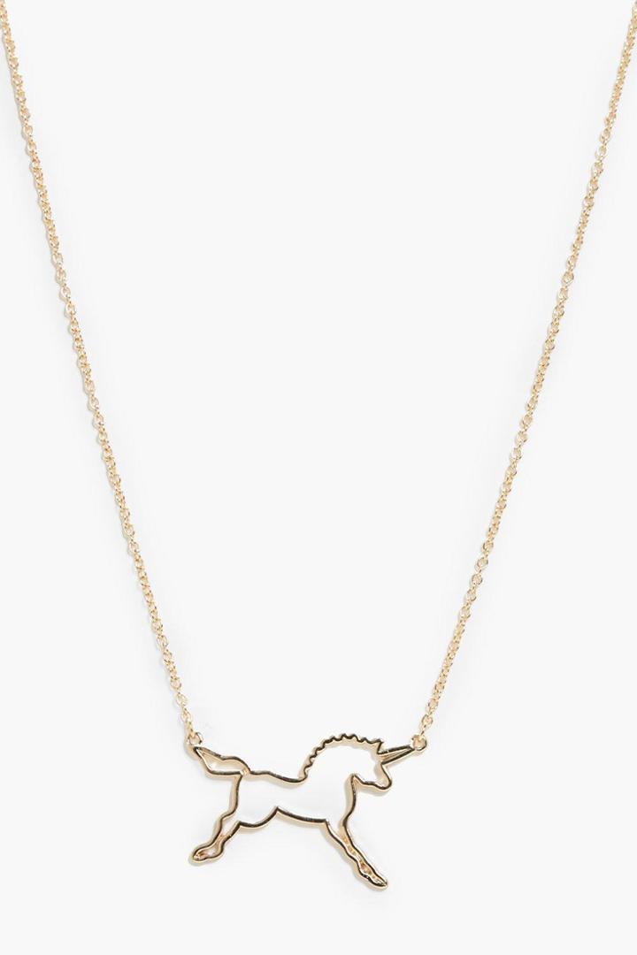 Boohoo Paige Unicorn Skinny Necklace Gold