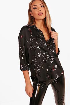 Boohoo Hannah Oriental Print Shirt