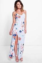 Boohoo Emrata Strappy Cross Back Floral Slinky Maxi Dress