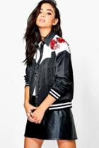 Boohoo Eliza Boutique Western Yoke Tasselled Bomber Black