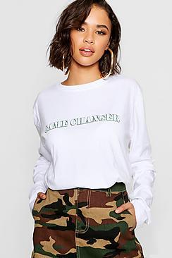 Boohoo Game Changer Long Sleeve Slogan T-shirt