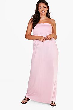 Boohoo Plus Sadie Shirred Maxi Dress