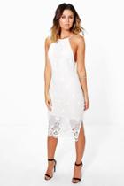 Boohoo Boutique Rosie Strappy Lace Midi Dress Ivory