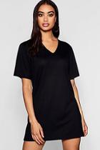 Boohoo Cotton Oversized V-neck T-shirt Dress