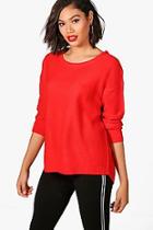 Boohoo Maddison Zip Back Dip Hem Jumper