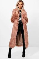 Boohoo Maria Boutique Mongolian Maxi Faux Fur Coat